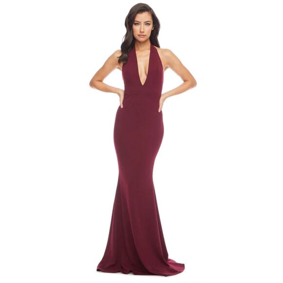 Dress The Population Camden Mermaid Hem Evening Gown – Burgundy, XL - Picture 11 of 12